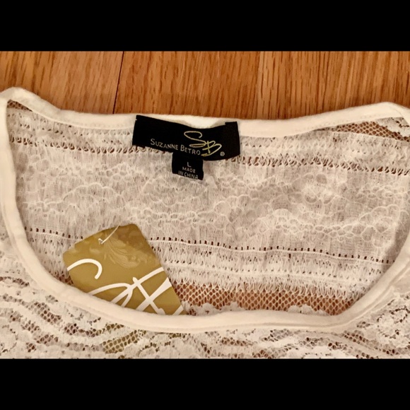 Suzanne Betro ivory white top brand new with tag lace sleeves - Picture 9 of 12